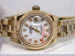 Copy Rolex Datejust Gold Watch White Face Diamond For Lady